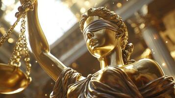 A statue of lady justice holding a scale photo