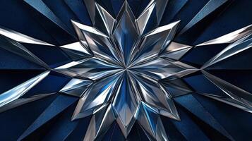A blue and silver starburst design on a black background photo