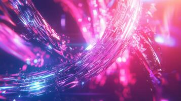Abstract background with neon lights and water photo