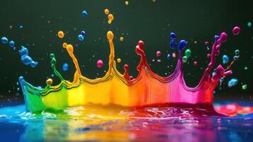 Colorful splash of paint on water photo