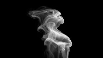 A woman's face is covered in smoke photo