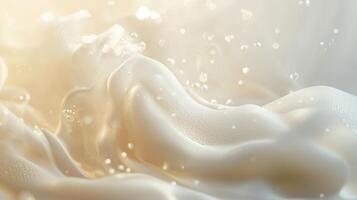 A close up of milk being poured into a glass photo