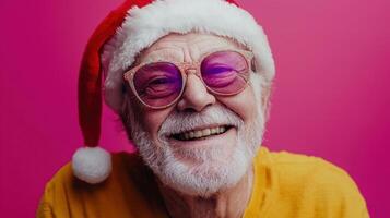 A man wearing a santa hat and sunglasses photo