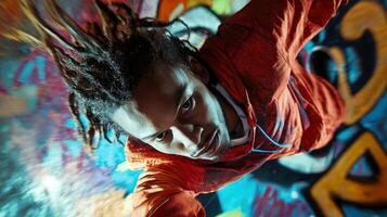 A man with dreadlocks in the air photo