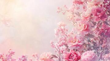 Beautiful pink flowers on a light background photo