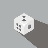 A design illustration of a dice game icon, the white coloured dice have shadows. vector