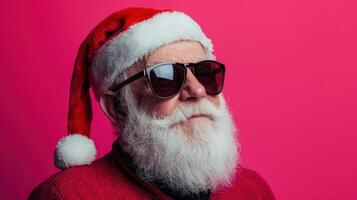 A man with sunglasses and a santa hat photo