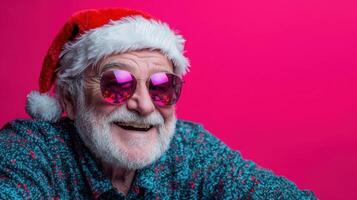 A man wearing sunglasses and a santa hat photo
