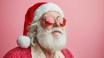 Santa claus with sunglasses and red hat photo