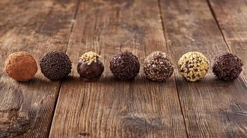 Chocolate eggs on wooden table photo
