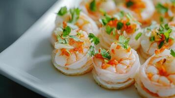 A plate of shrimp with parsley on it photo