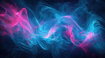 Vibrant shades of pink and blue intertwine in a mesmerizing abstract display, creating a fluid motion that evokes a sense of depth and energy against a dark backdrop photo