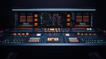 A computer control panel with many different controls photo