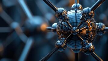 A close up of a metal sphere with many balls photo