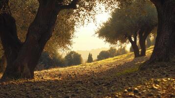 A path through a field with trees and grass photo