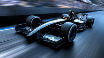 A racing car speeding down a track photo