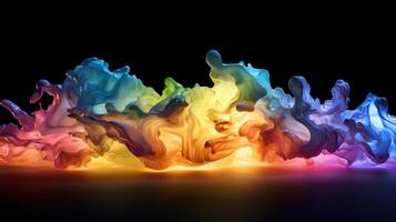 Vibrant, swirling colors blend seamlessly to form dynamic shapes against a black backdrop, showcasing an abstract artistic expression in captivating hues photo