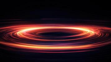 A circular light trail in a dark background photo