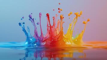 Colorful splash of paint on water photo
