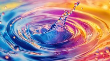 Water droplets in a rainbow swirl photo