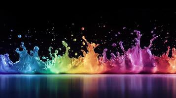Colorful splash of paint on a black background photo