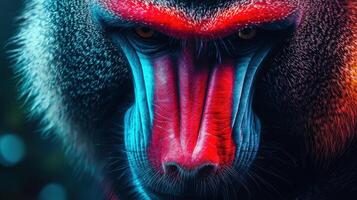 A close up of a monkey with red eyes photo