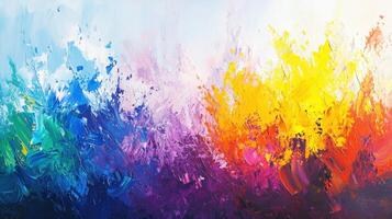 Abstract painting of colorful paint splashes on a white background photo