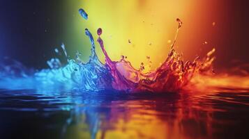 Colorful splash of water on a black background photo