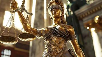 A statue of lady justice holding a scale photo