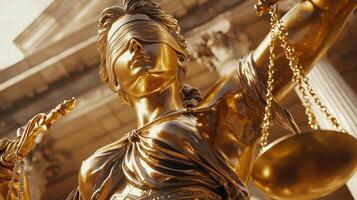 A statue of lady justice holding a scale photo