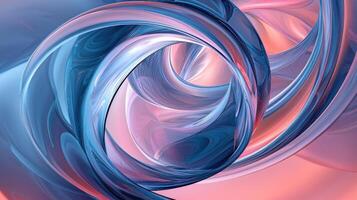 Colorful swirling patterns create an intricate design resembling movement and flow. The blend of blues and pinks evokes a sense of depth and dynamic energy in the composition photo