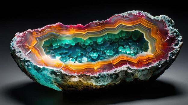 A colorful agate with a rainbow of colors photo