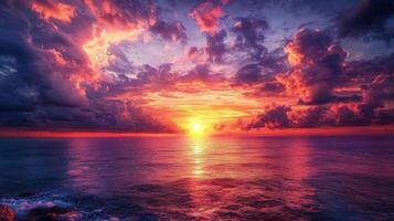 A colorful sunset over the ocean photo