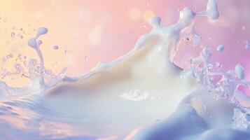 A splash of milk is seen in the foreground photo
