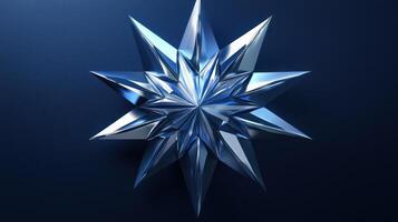 A blue star shaped object on a dark background photo