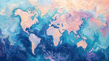 An abstract painting of the world map photo