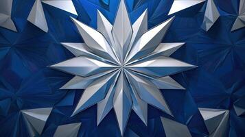 A blue and silver star on a blue background photo