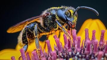 A bee on a flower photo
