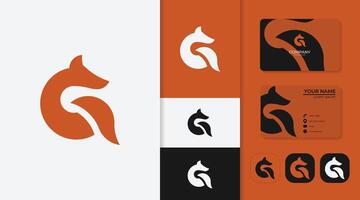 template - fox logo design with letter Q creative version business card vector