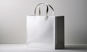 White paper bag mockup on white background photo