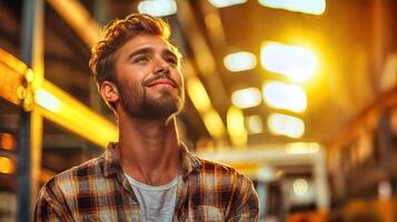 A man is looking up at the sun photo