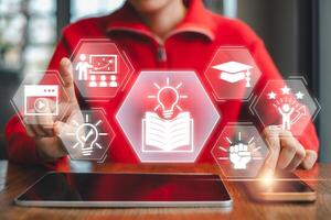 Explore the future of education with digital learning tools and technology-driven knowledge acquisition. photo