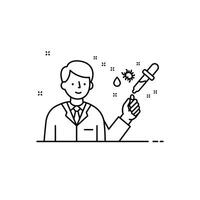 A man in a lab coat holding a syringe vector