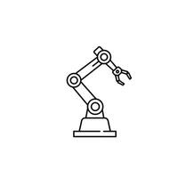 A outline icon of a robot arm with a wrench on it vector