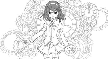 Anime girl coloring pages vector