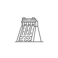 A line drawing of a dam with water flowing through it vector