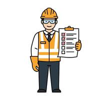A construction worker holding a checklist vector