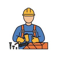 Roofing worker with hammer and tools vector