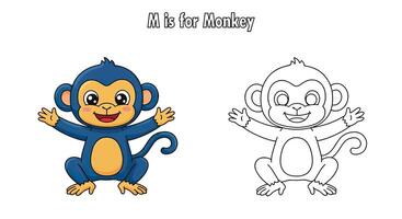All is for monkey coloring page vector
