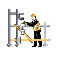 An illustration of a man working on a pipe vector